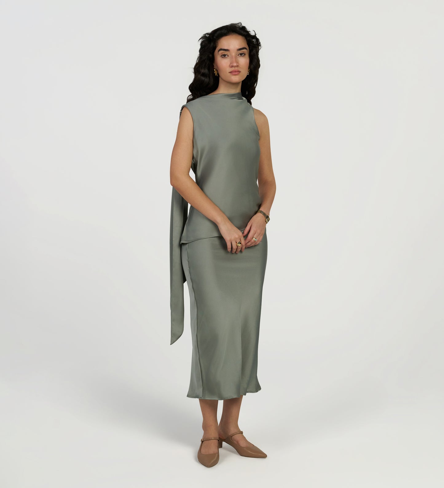Aqua Satin Skirt