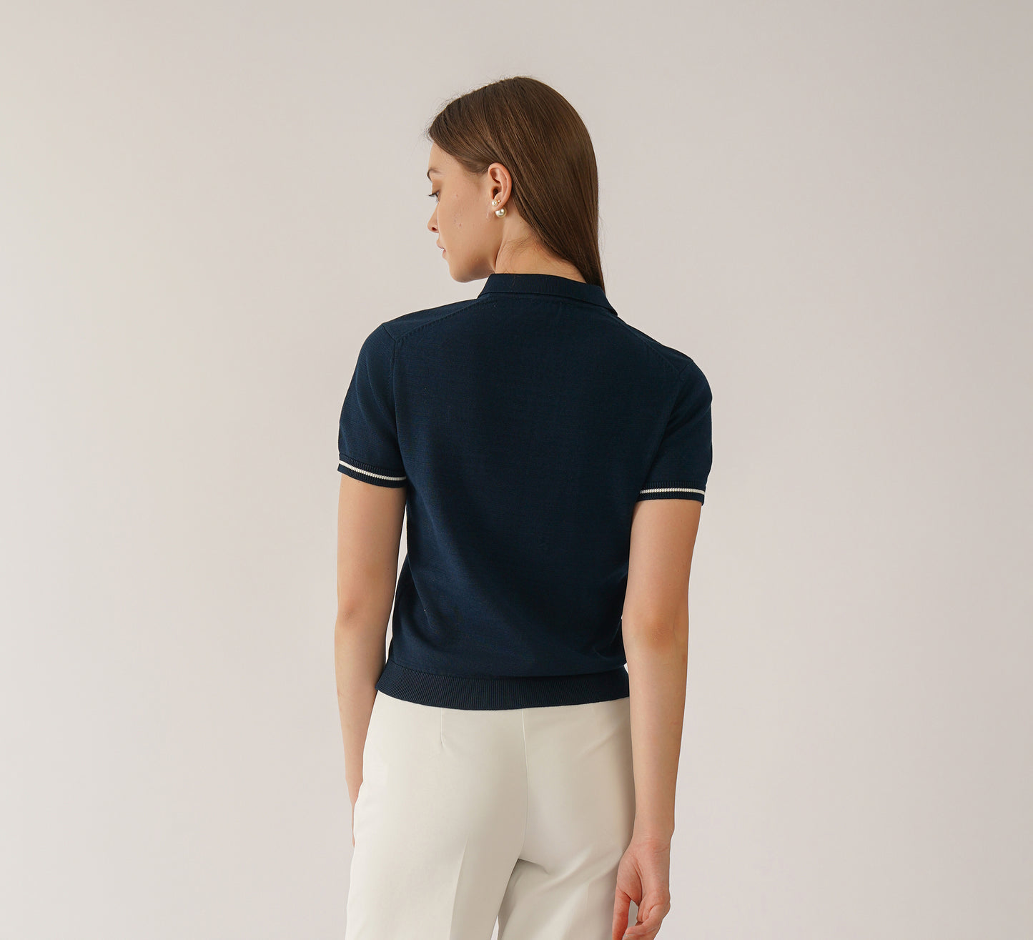 Navy Buttonless Polo