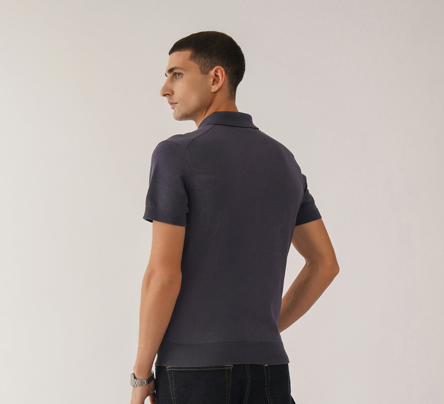 Purple Buttonless Polo