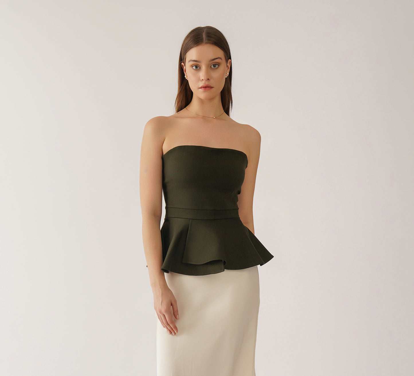 Dark Green Peplum Top