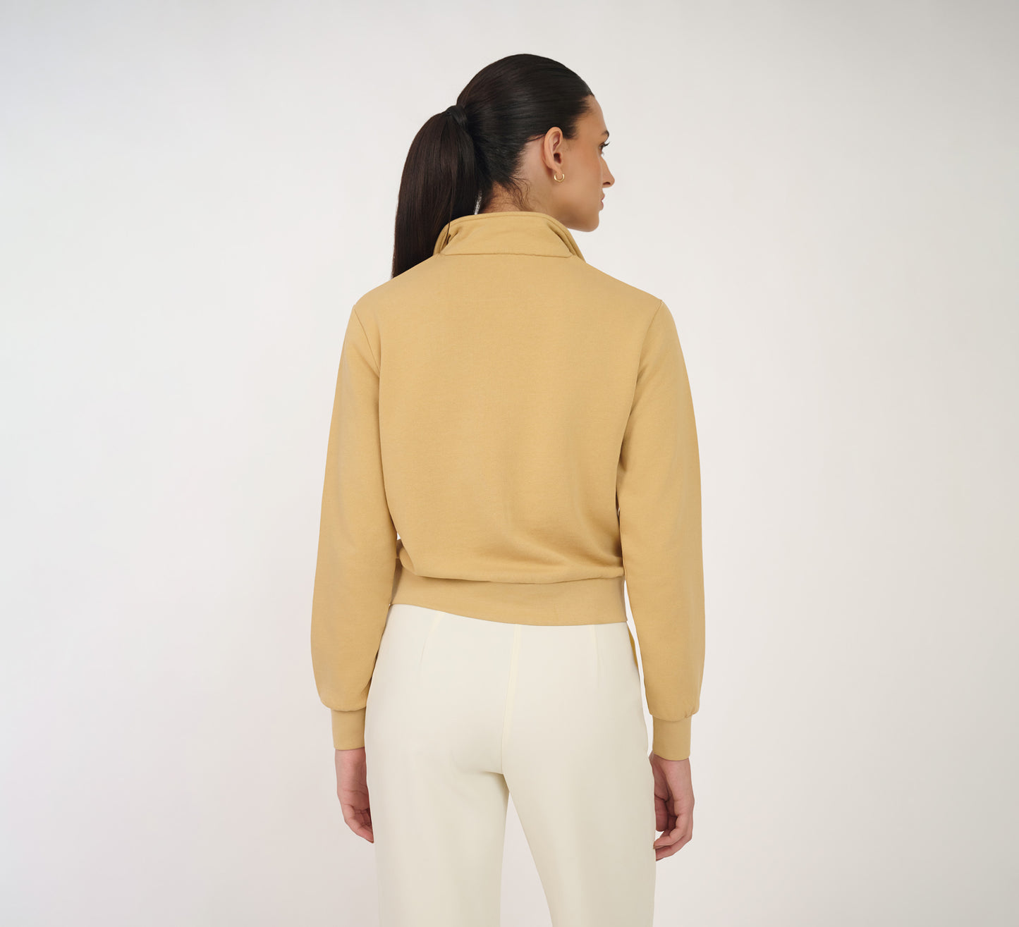 Beige Embroidered Quarter Zip