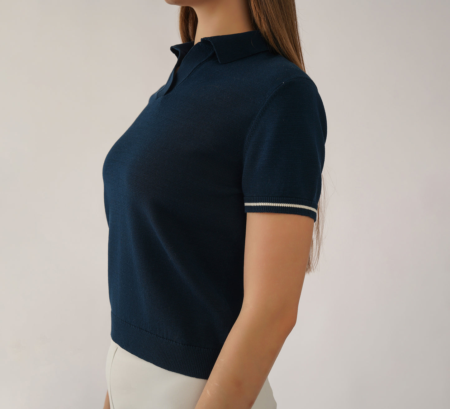Navy Buttonless Polo