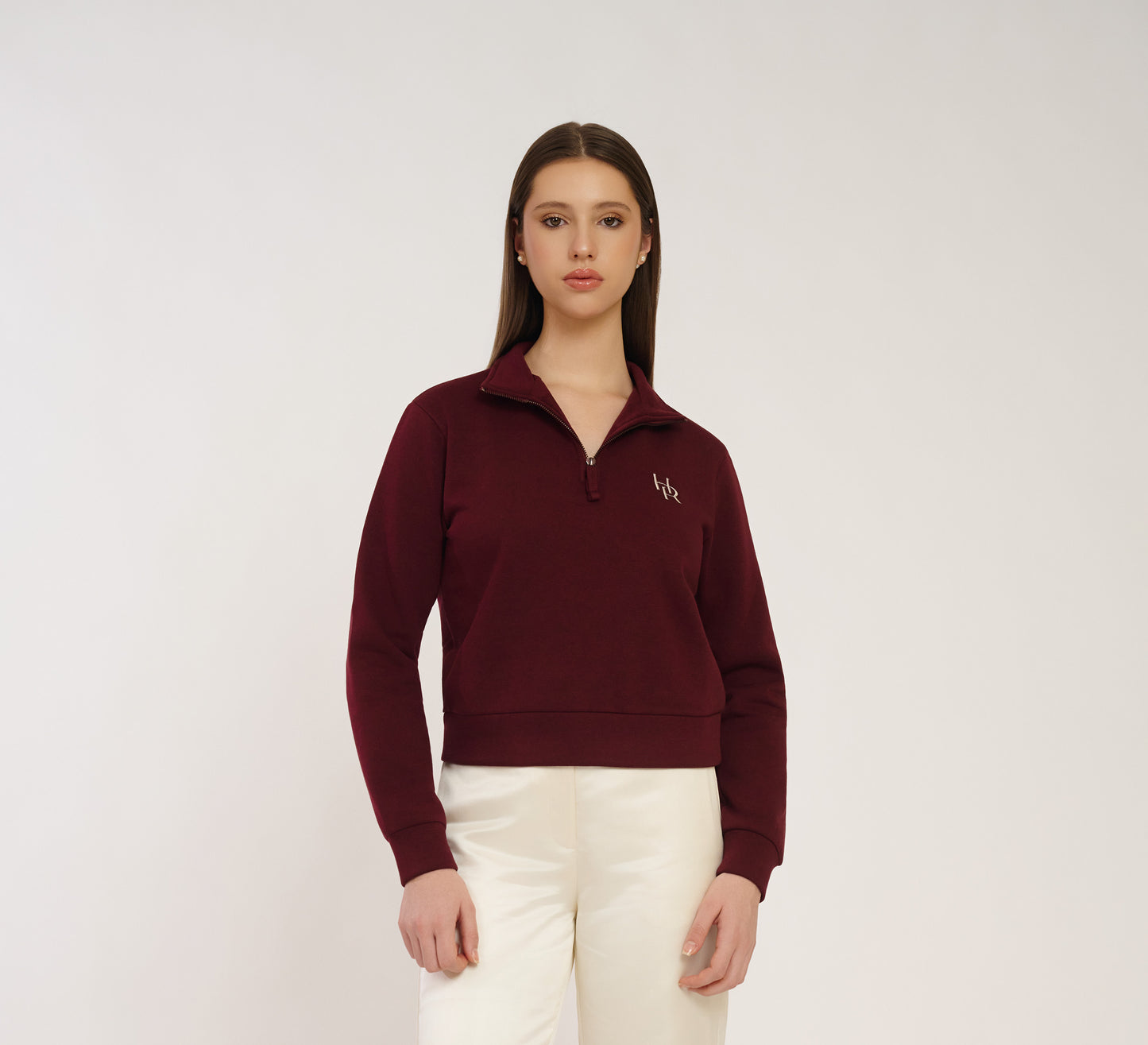 Maroon Embroidered Quarter Zip