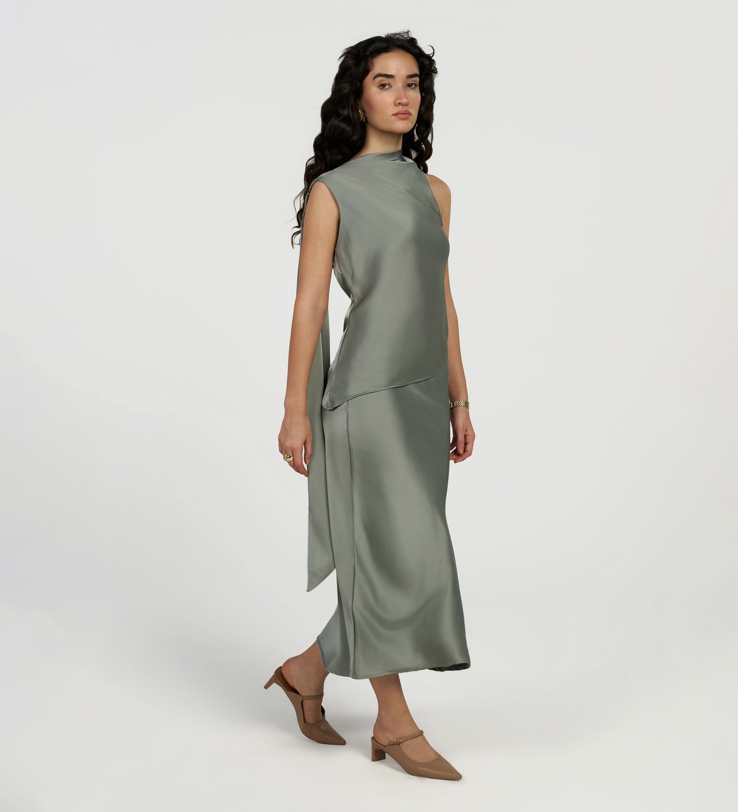 Aqua Satin Skirt