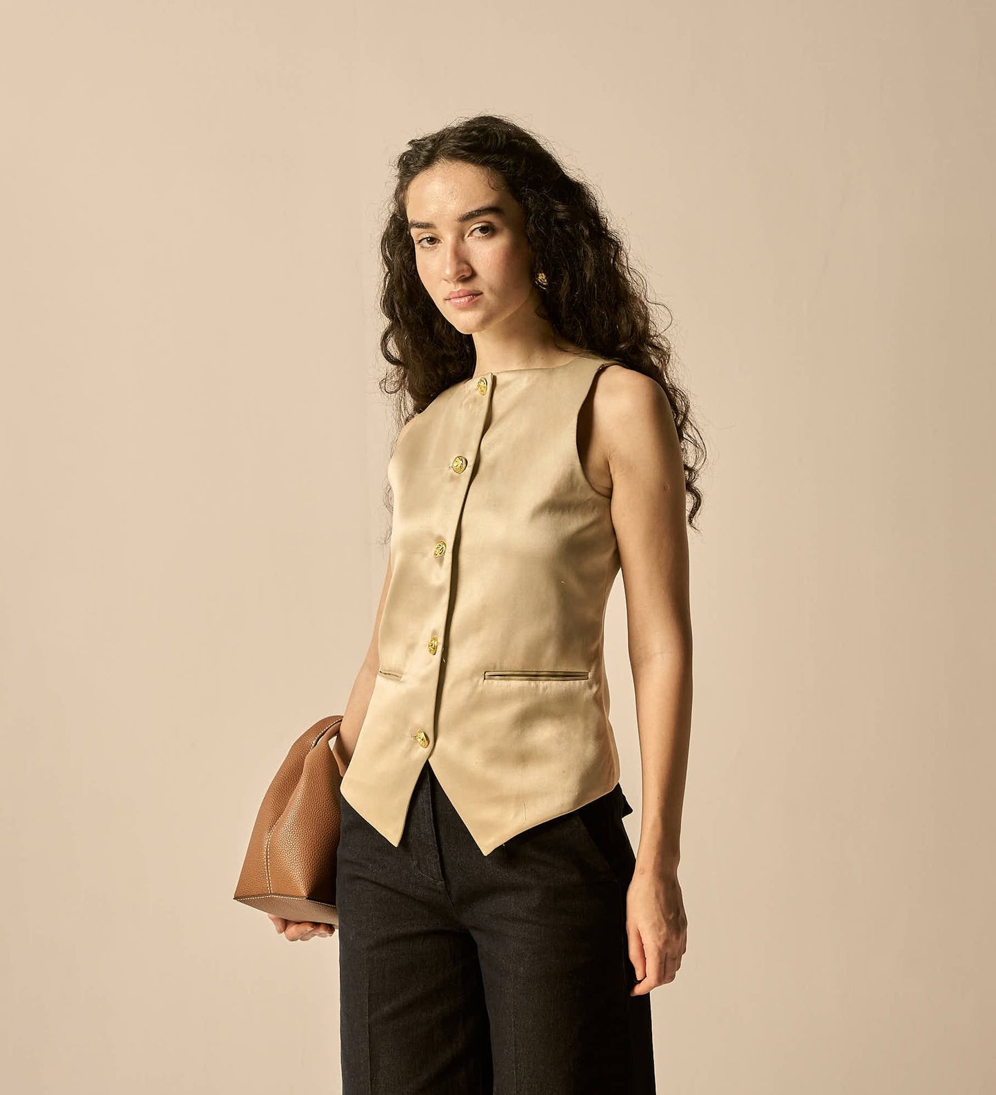 Ivory Gold Satin Waistcoat