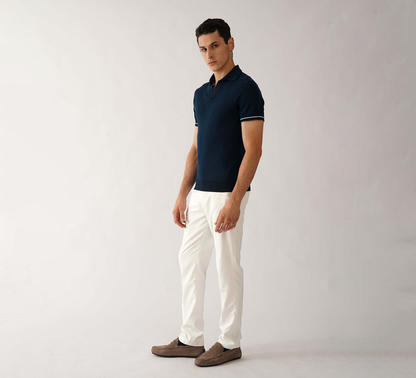 Navy Buttonless Polo