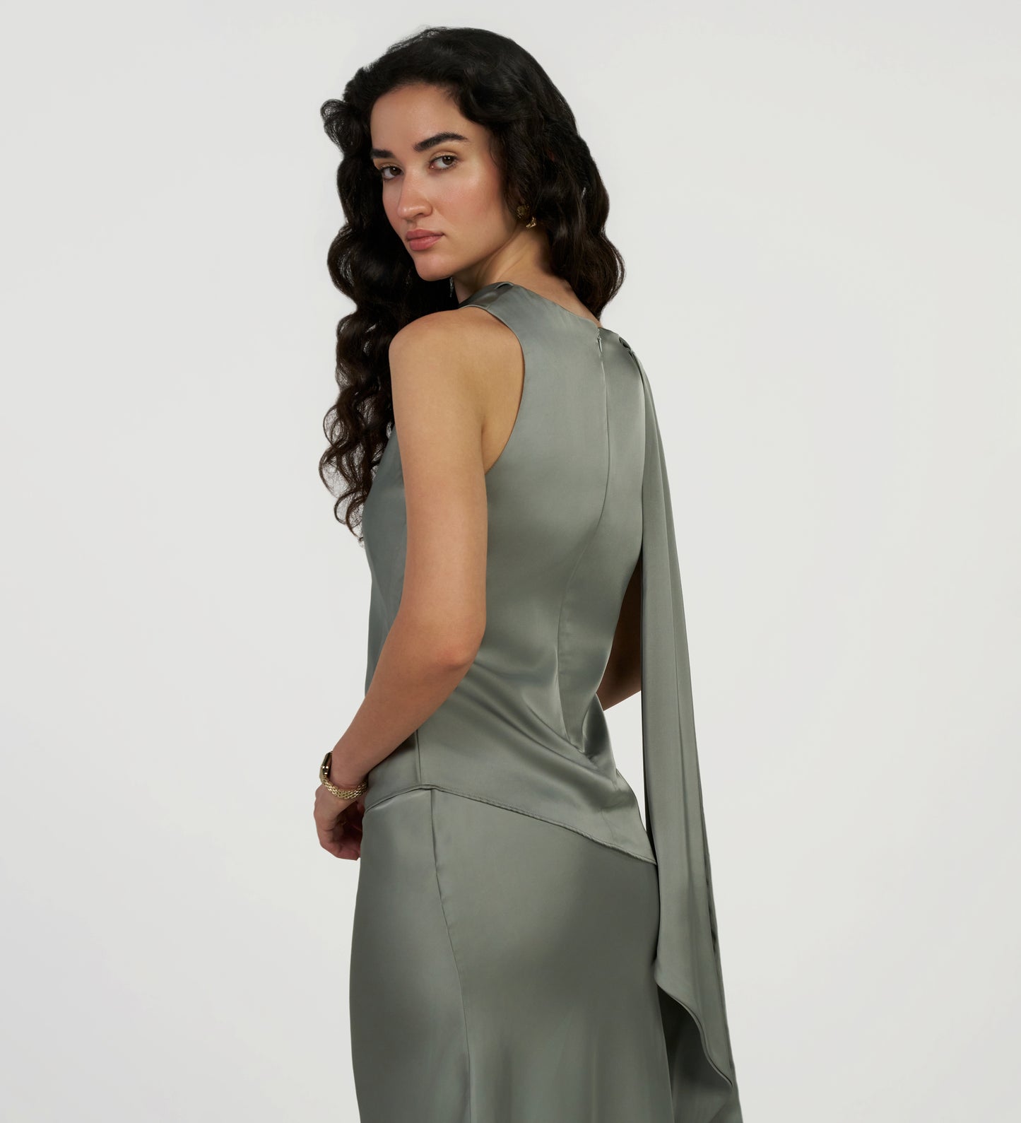 Aqua Satin Stole Top