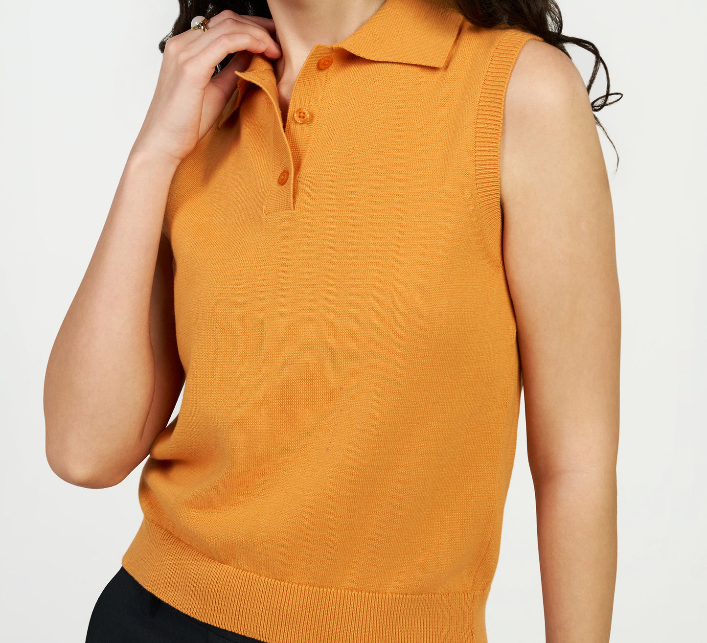 Sunset Orange Sleeveless Polo