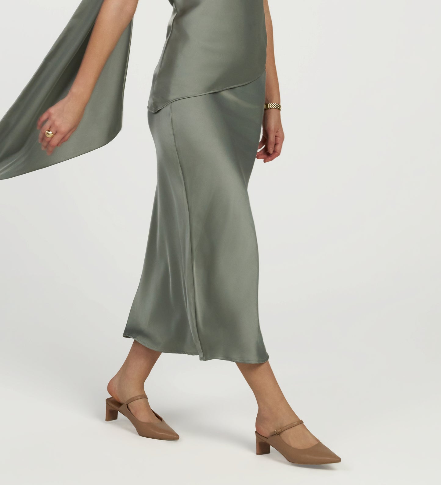 Green Satin Coord Set