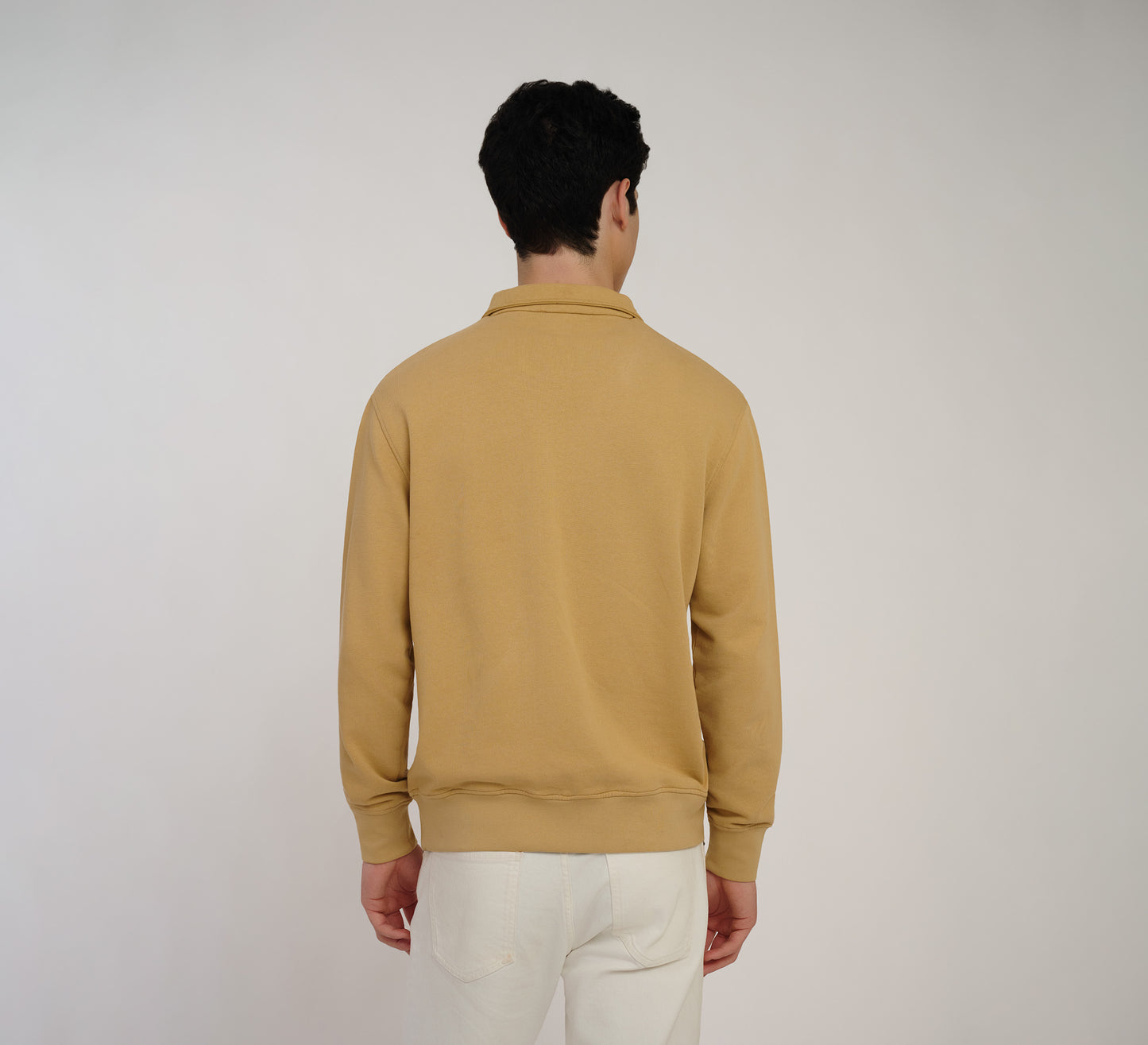 Beige Embroidered Quarter Zip