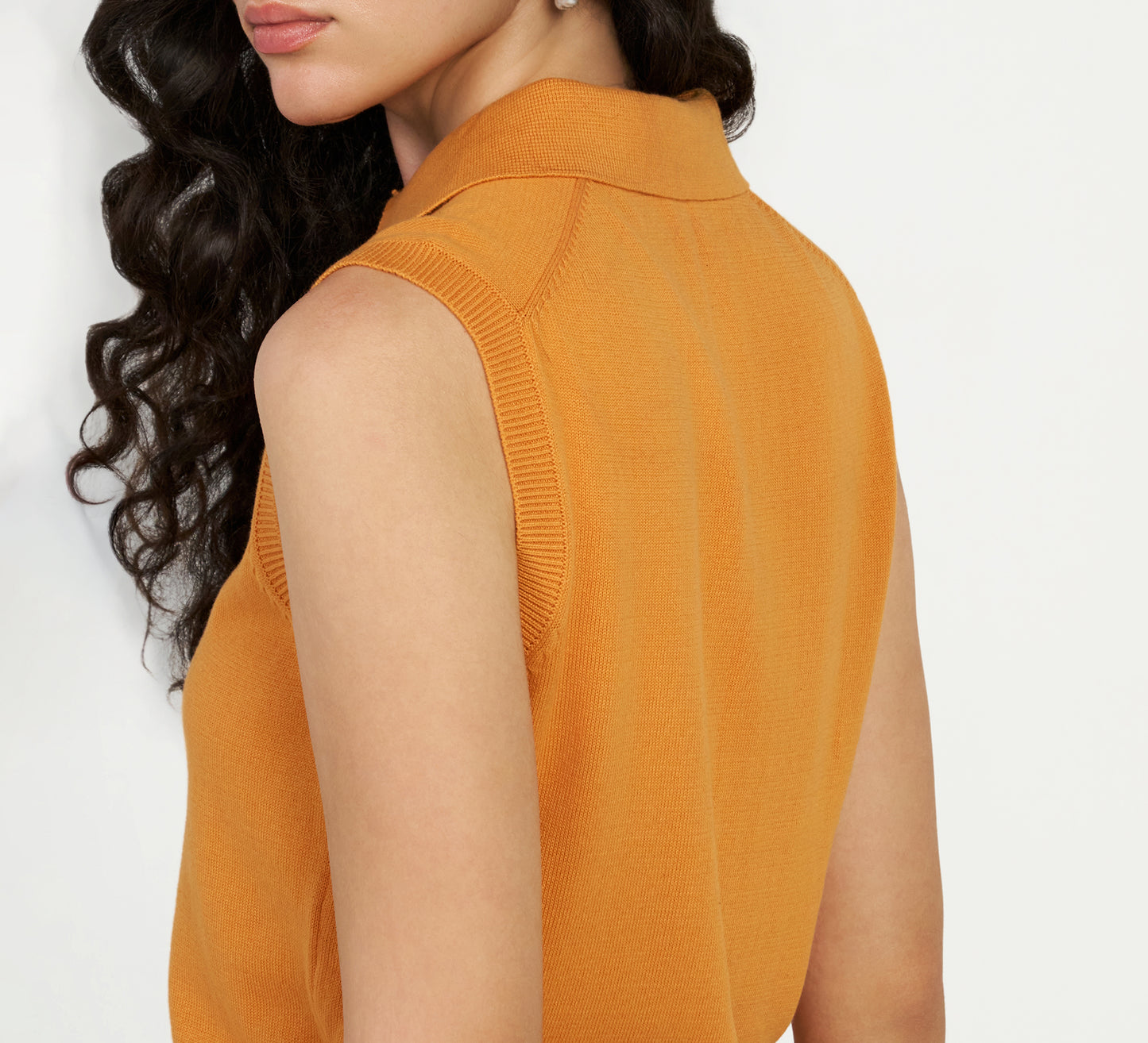 Sunset Orange Sleeveless Polo
