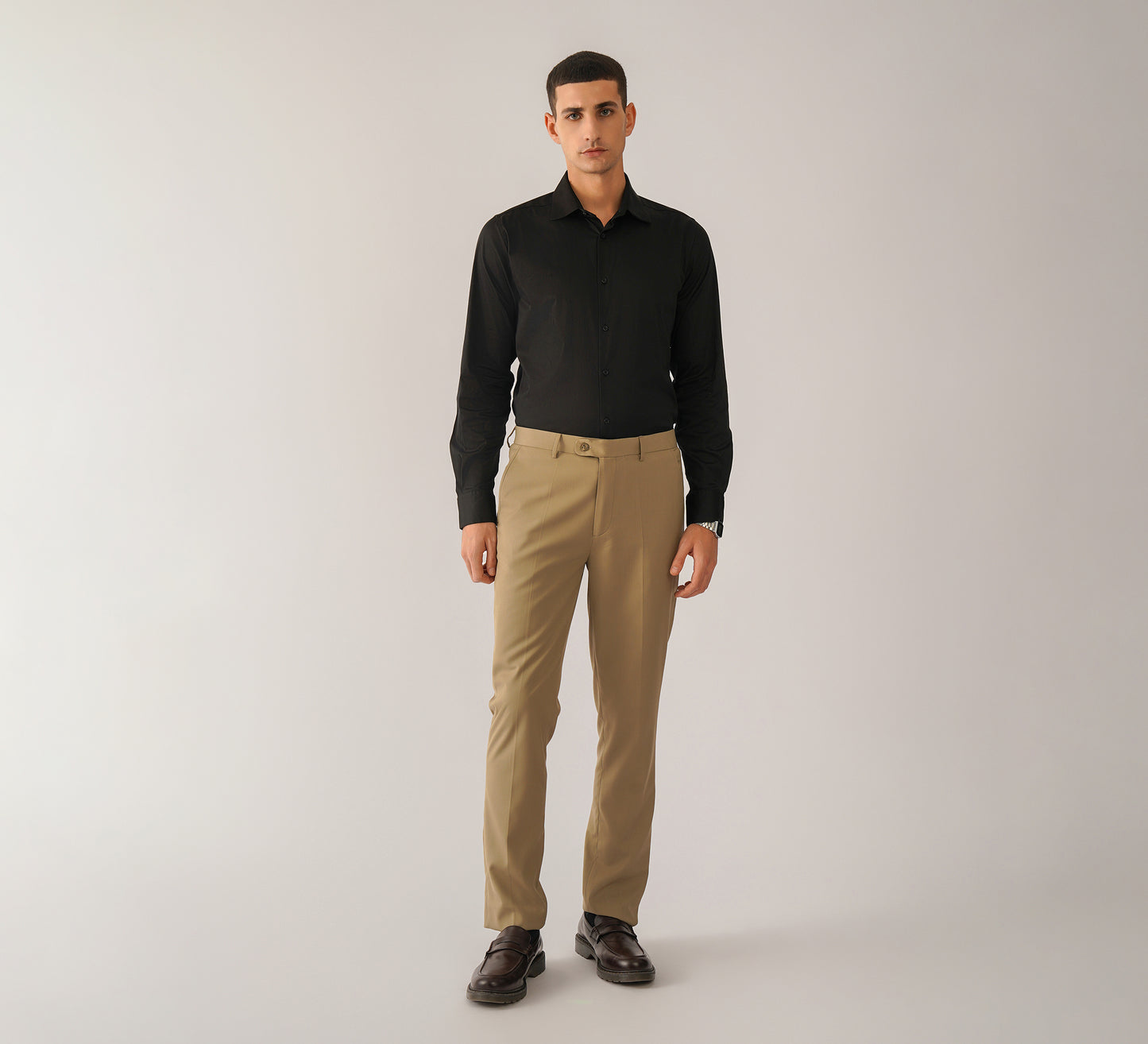 Beige Tailored Fit Trouser