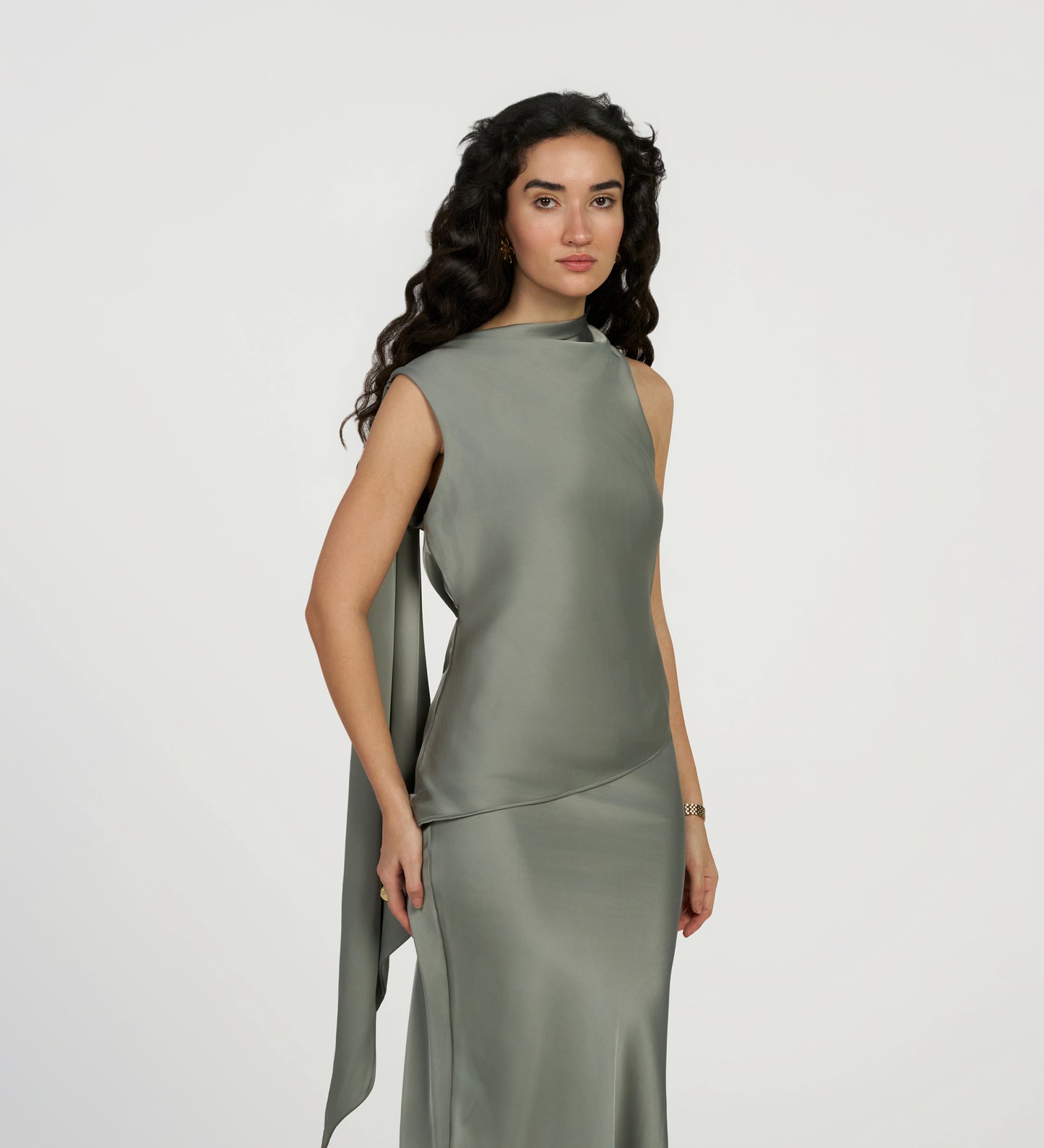 Aqua Satin Stole Top
