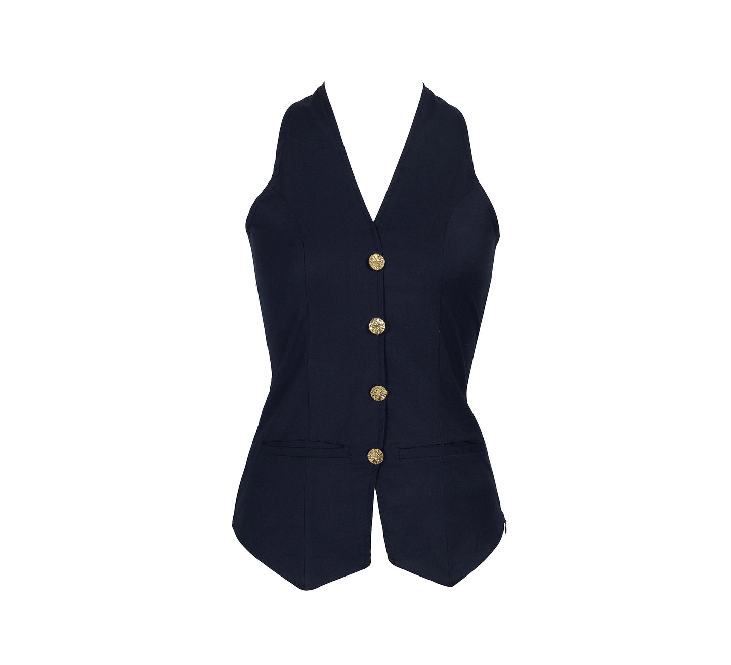 Navy Tailored Fit Halter Waistcoat